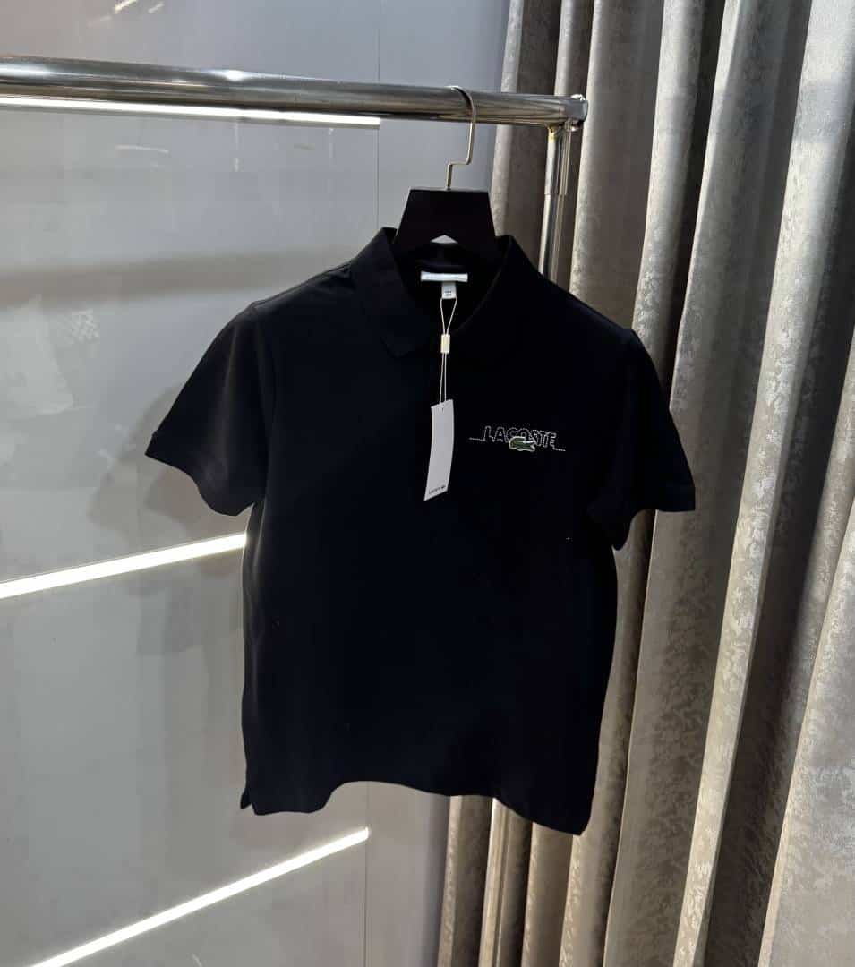 Lacost e Black Embroidery Logo Premium Polo T-Shirt