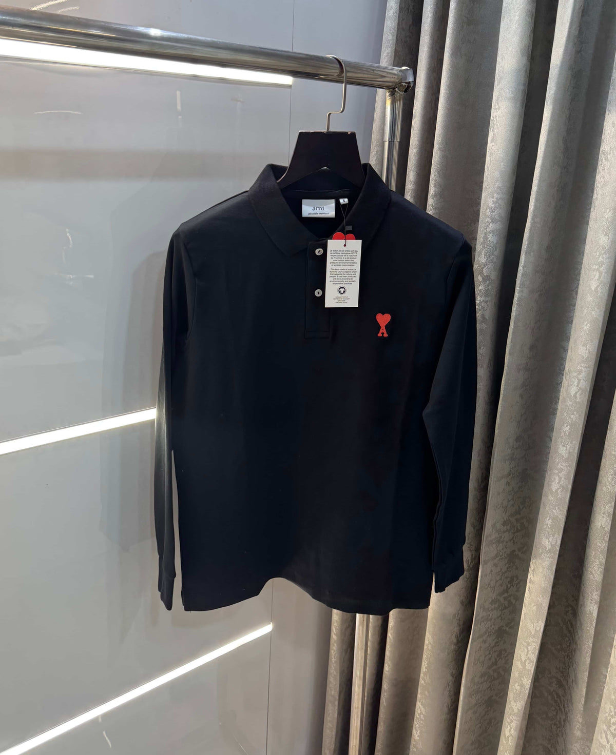 Ami Paris Black Imported Full Sleeves Polo T-Shirt