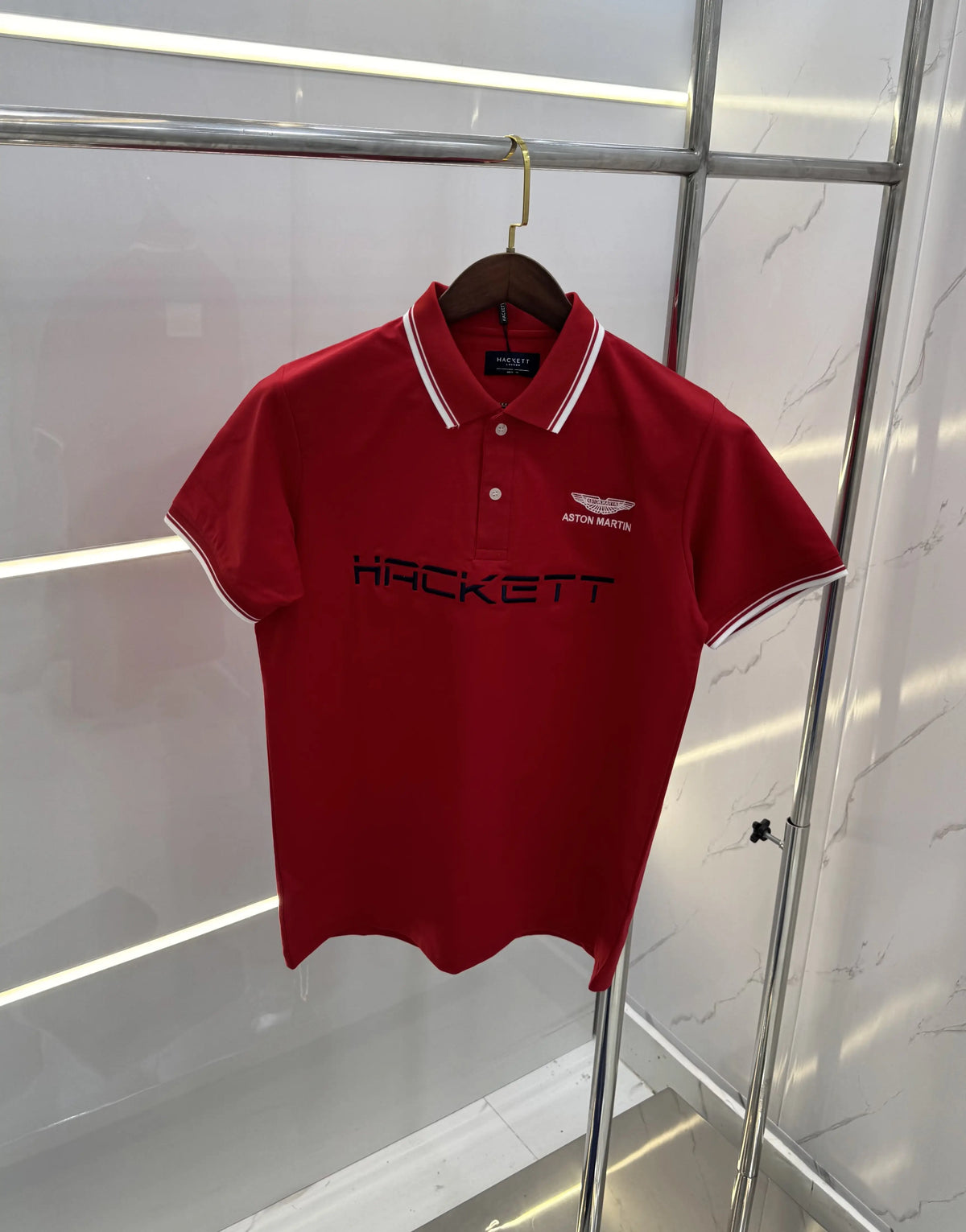 Hacket Red Embroidery Work Premium Polo T-shirt With Box
