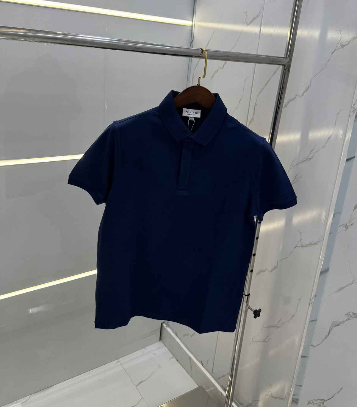 Lacost e Petrol Blue Embroidery Logo Premium Polo T-Shirt