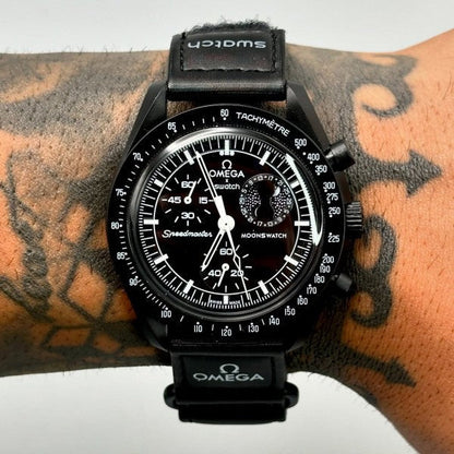 Swatch x Omega Bioceramic Moonswatch Mission to Moon phase Blacke
