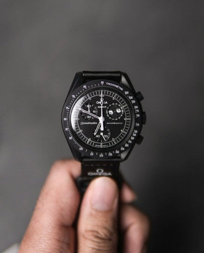 Swatch x Omega Bioceramic Moonswatch Mission to Moon phase Blacke