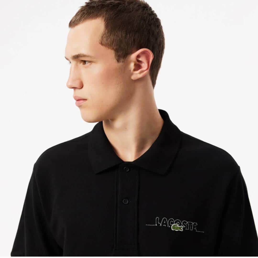 Lacost e Black Embroidery Logo Premium Polo T-Shirt