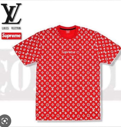 Loui s Vuitton sUpremE red imported oversized t-shirt