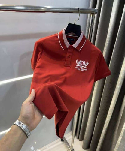 Tomm y Hilfiger Rust Embroidery Work Premium Polo T-Shirt