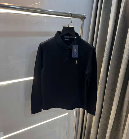 Ralp h lauren Black Embroidery Logo Premium Full Sleeve Polo T-Shirt