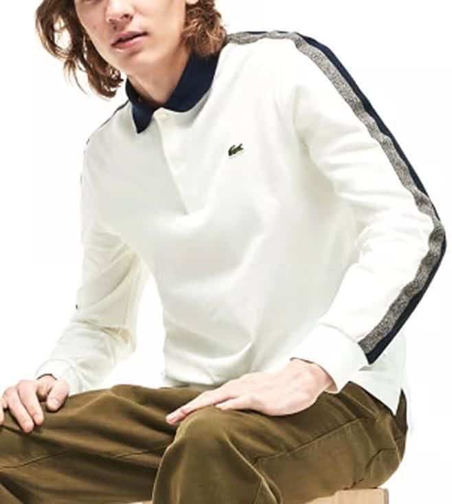 Lacost e White Premium Classic Full Sleeves Polo T-Shirt