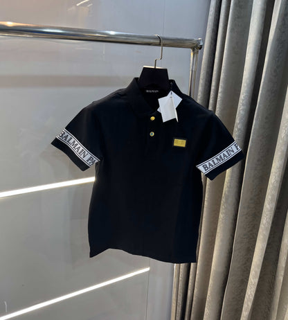Balmai n Paris Black Metal Logo Imported Polo T-Shirt