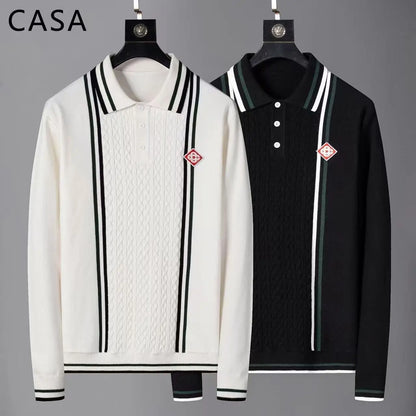 Casablanca Black Imported Knitted Polo T-Shirt