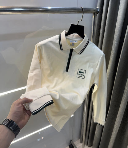 Lacost e cream  Premium Classic Full Sleeves Polo T-Shirt