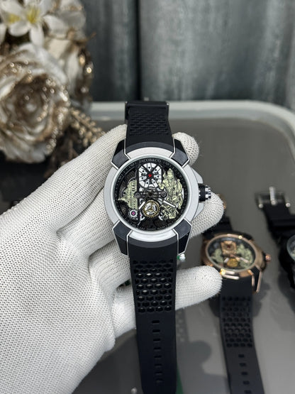 Jacob&Co. Ram. Silver Black Quartz Watch