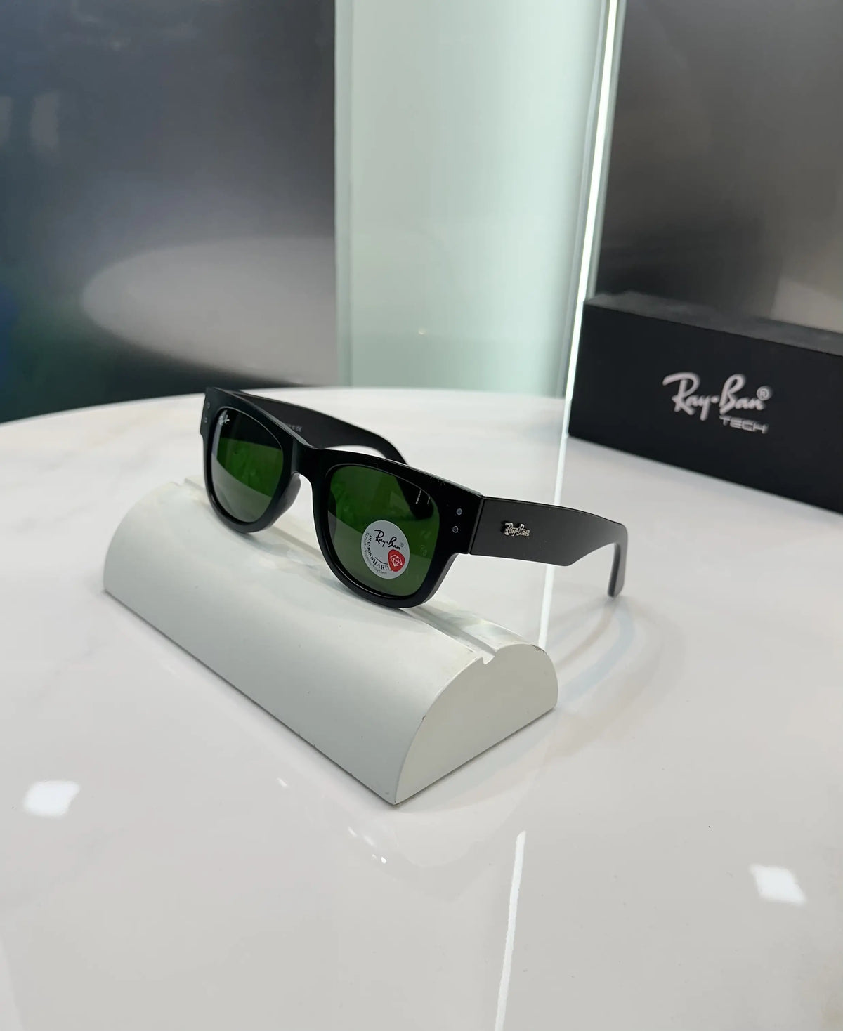 RayBan Puffer Black Green Premium Shades 840