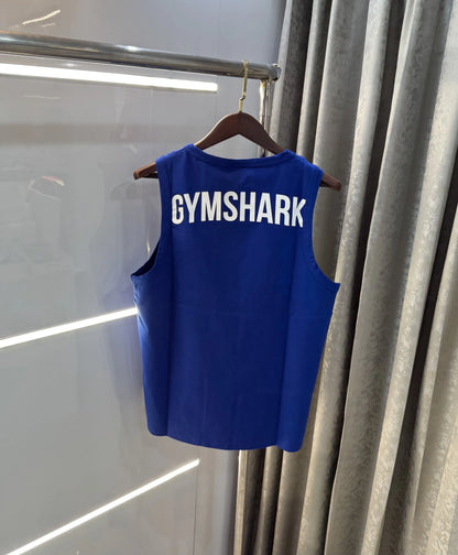 Gym Shark Blue Embroidery Logo Premium Sando