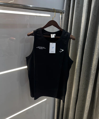 Gym Shark Black Embroidery Logo Premium Sando