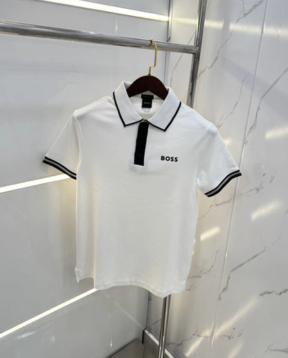 Hugo Bos s White Logo Work Premium Polo T-shirt
