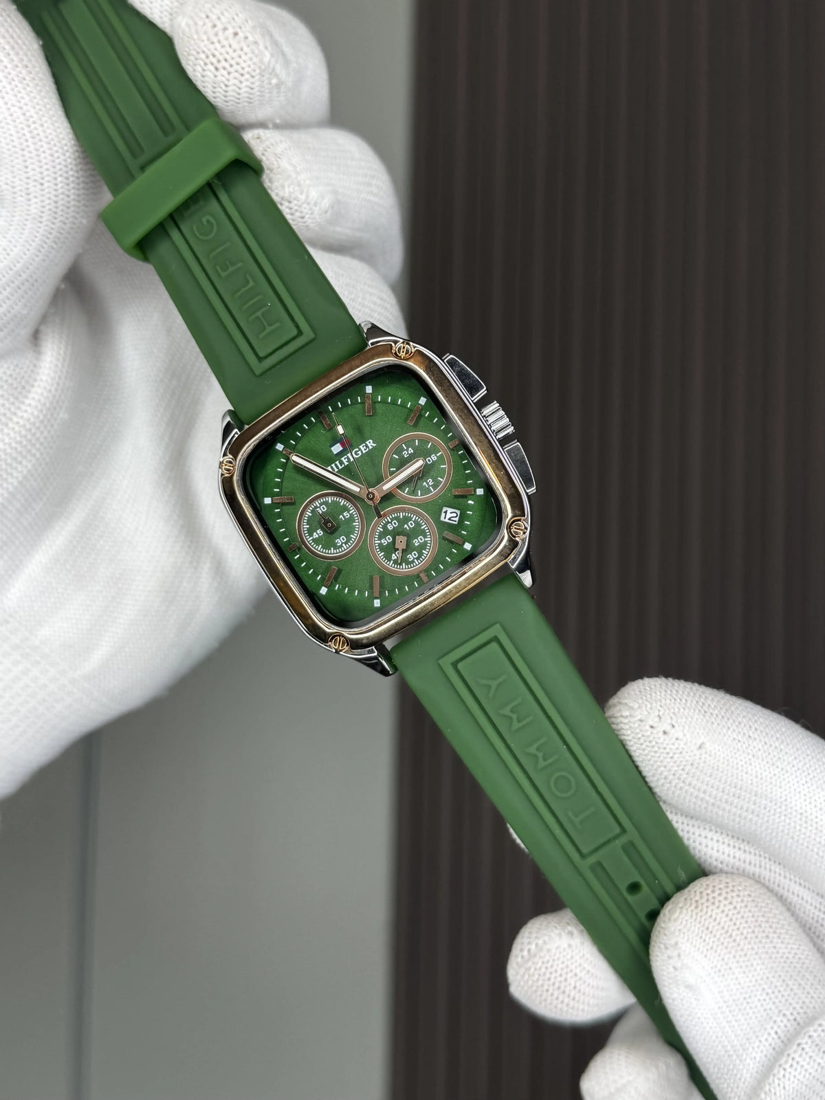 Tommy Hilfige r Copper Green Square Premium Chronograph Watch
