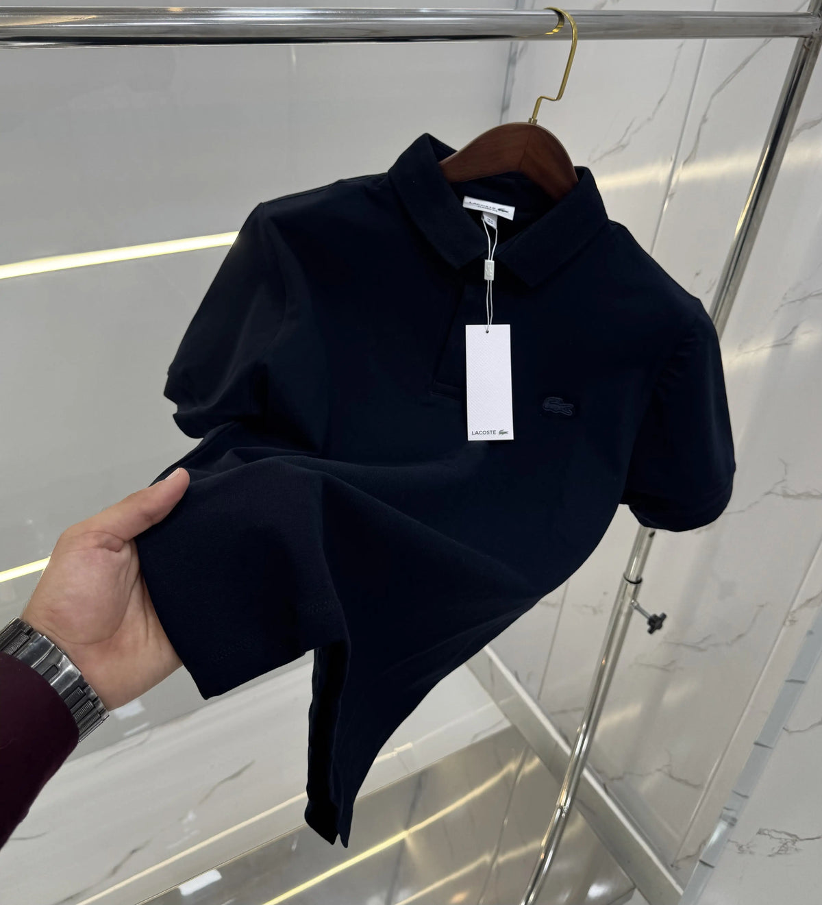 Lacost e Navy Blue Embroidery Logo Premium Polo T-Shirt