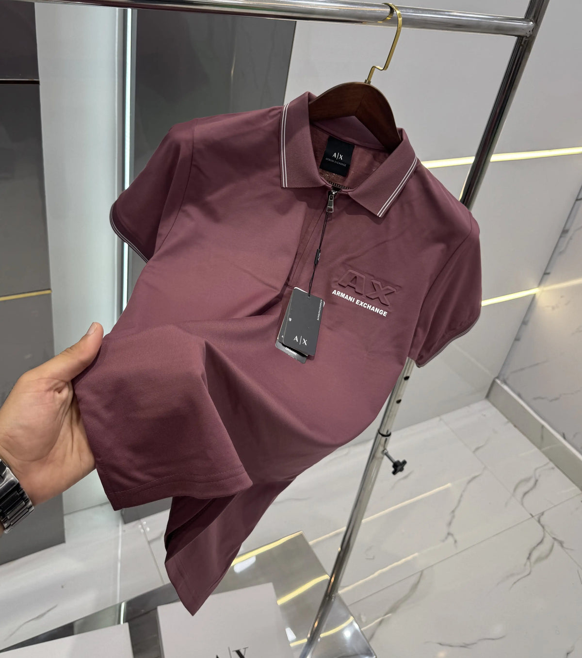 Arman i Exchange Milange Embossed Logo Premium Polo T-shirt With Box