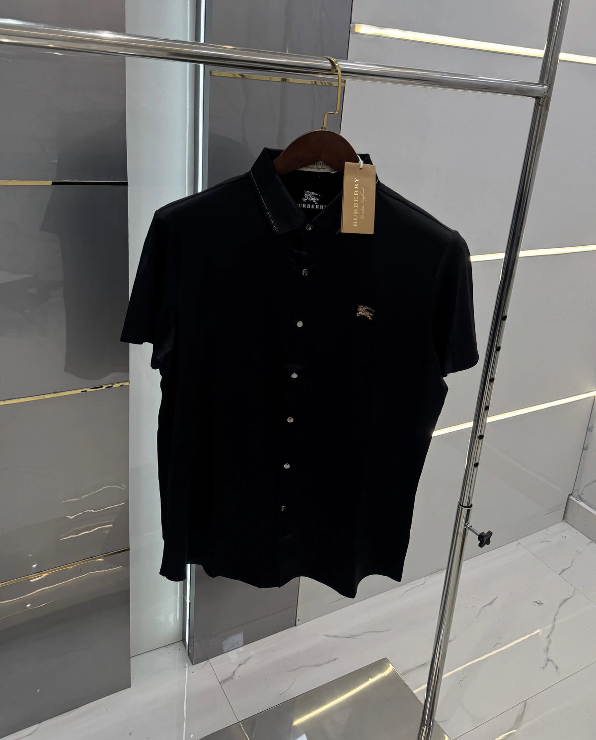 Burberr y Black Imported Luxury Polo T-Shirt