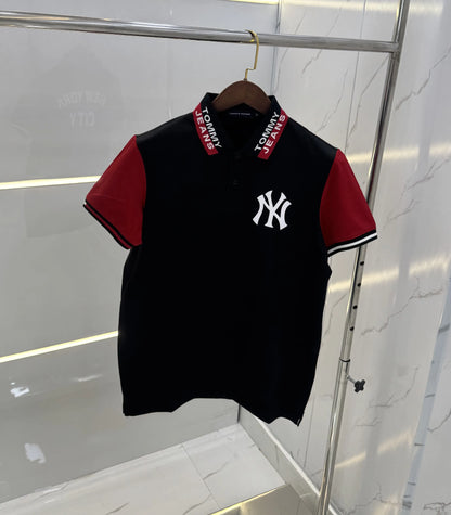 Tommy Hilfige r Black Logo Work  Premium Polo T-Shirt
