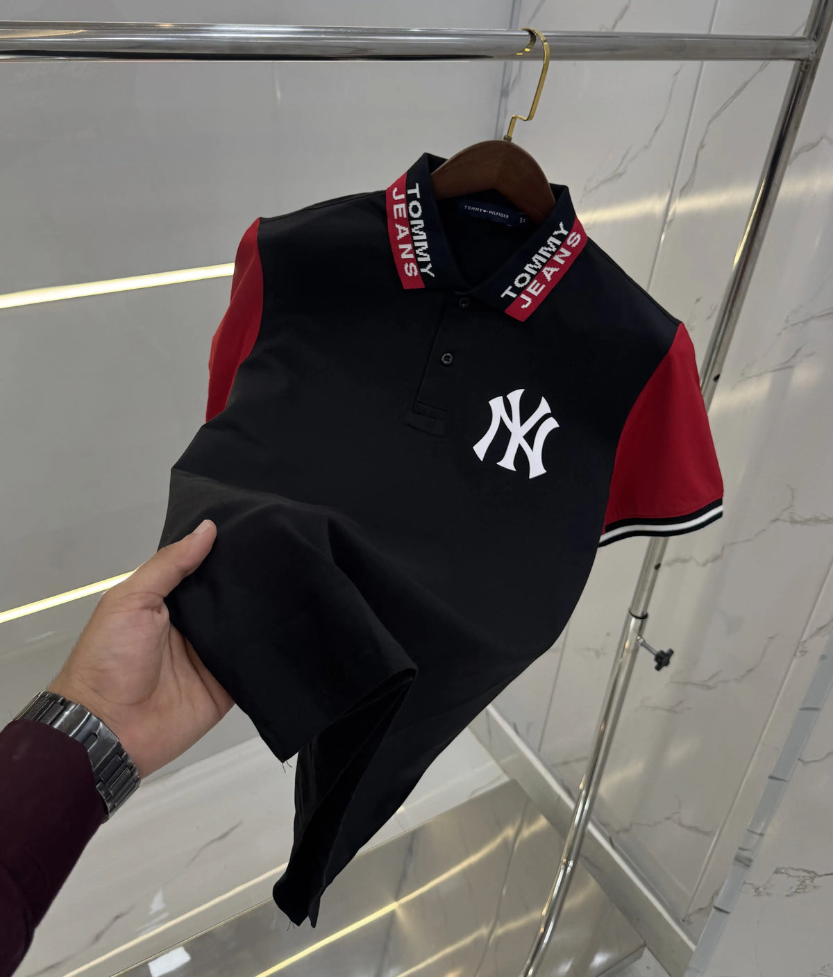 Tommy Hilfige r Black Logo Work  Premium Polo T-Shirt