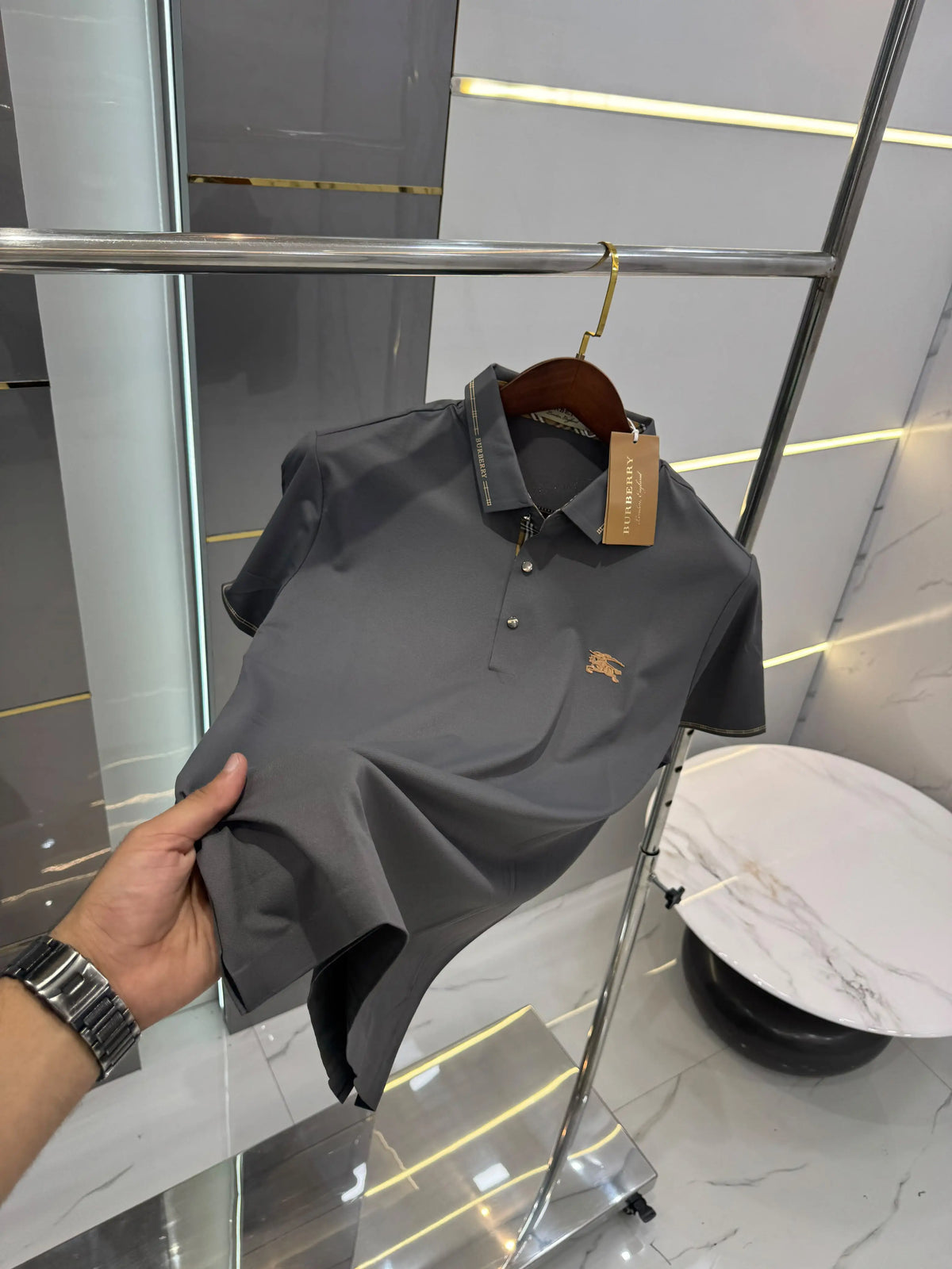 Burberr y D.gery Embroidery Logo  Premium Classic Polo T-Shirt