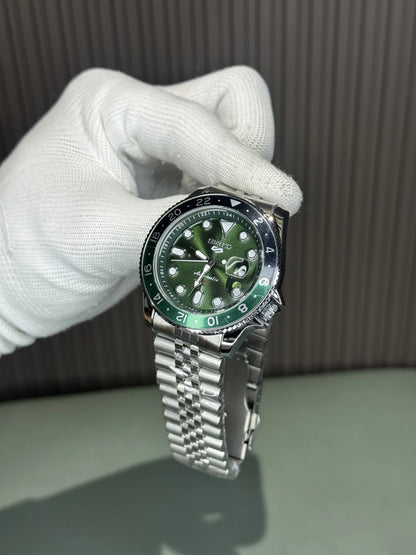 Seik o Chrome Green GMT premium Quartz Watch