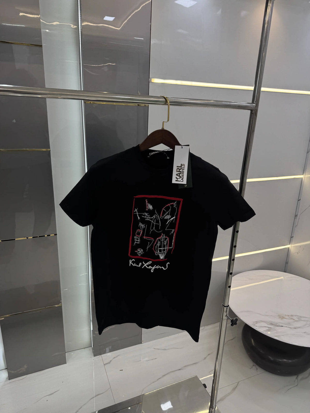 Karl Lagerfeld Black Logo Print Premium T-Shirt