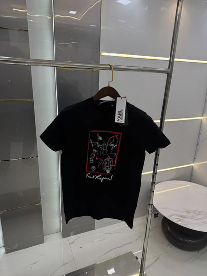 Karl Lagerfeld Black Logo Print Premium T-Shirt