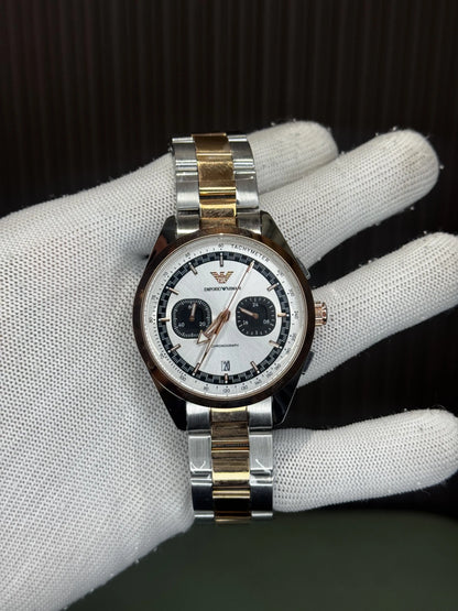 Emporio Arman i Racer Dual Tone White Premium Chronograph 