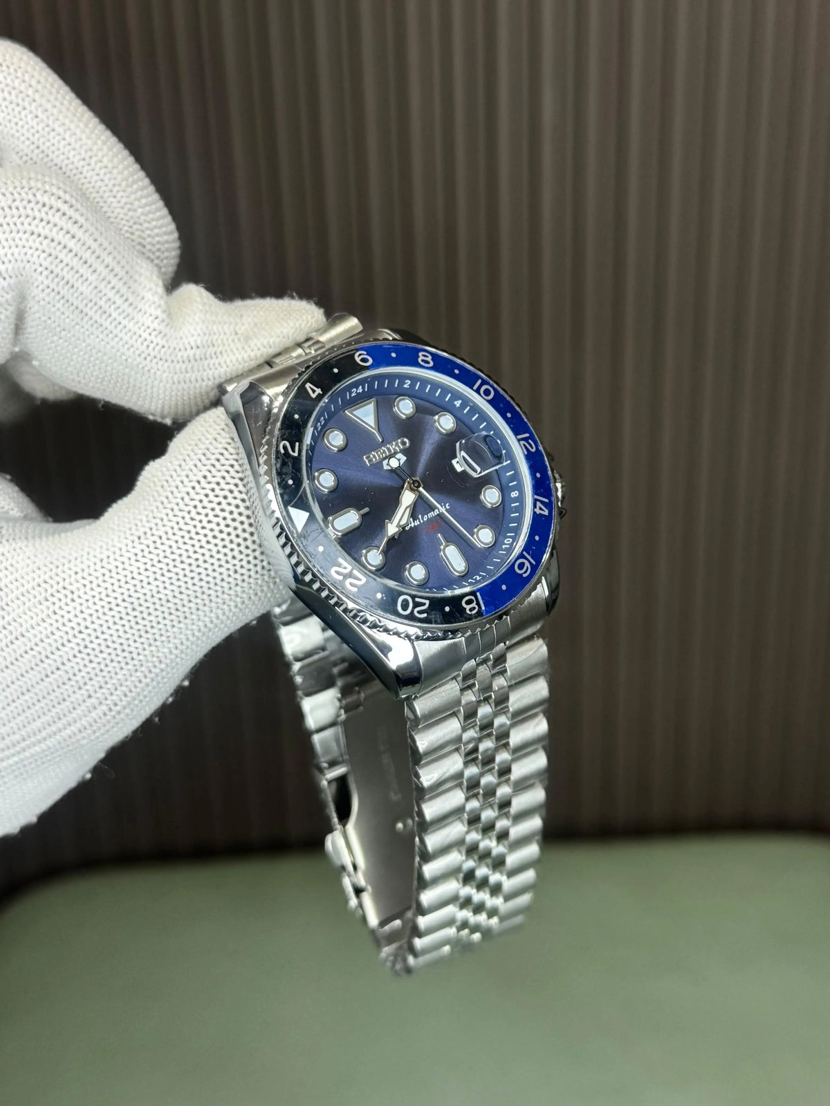 Seik o Gmt Silver Blue Premium Watch