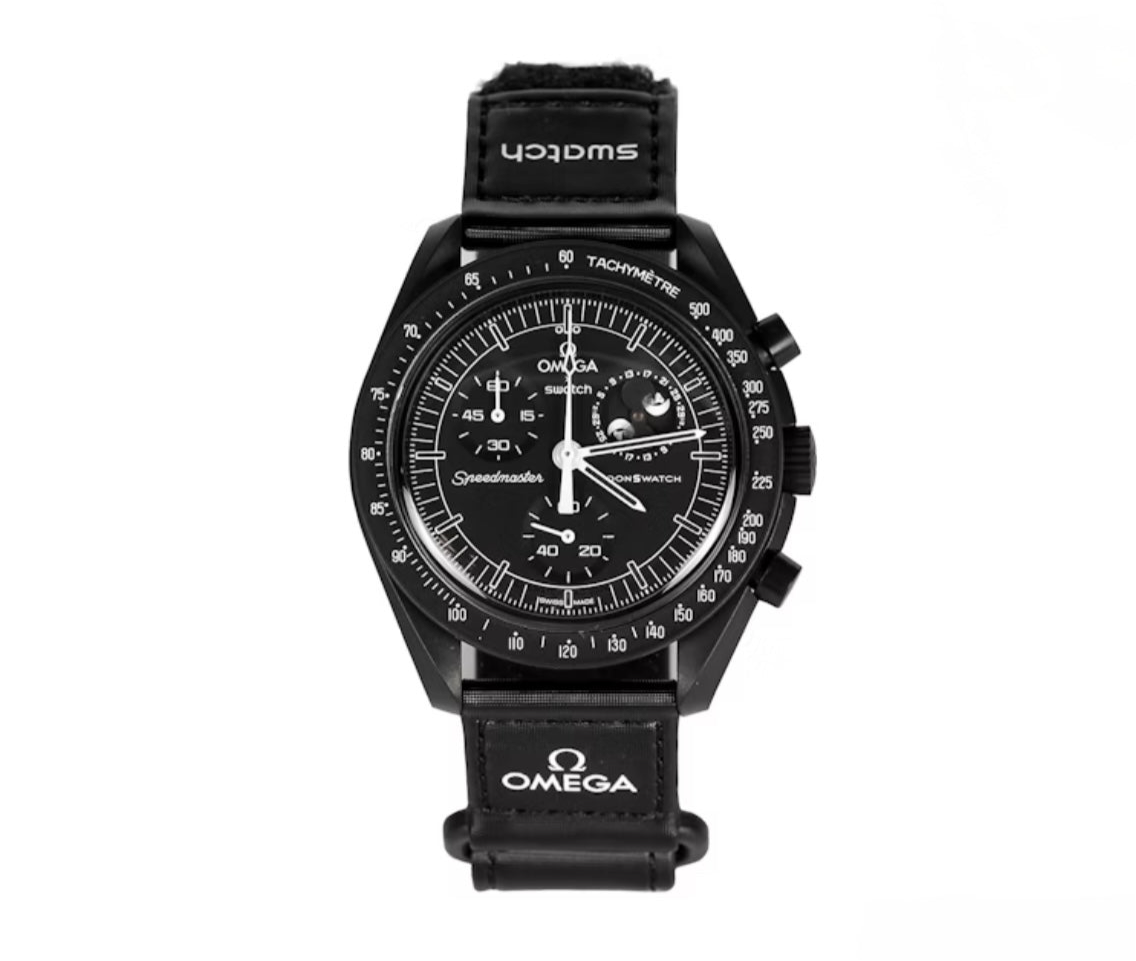 Swatch x Omega Bioceramic Moonswatch Mission to Moon phase Blacke